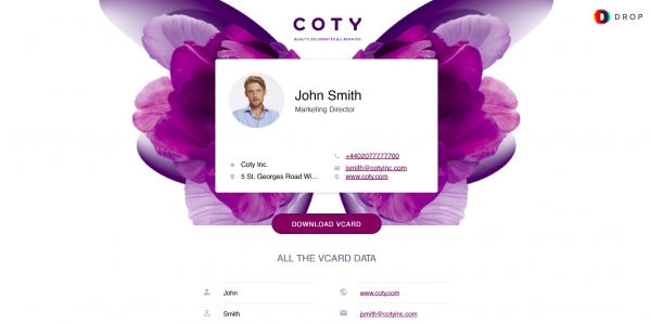 Coty внедряет визитки DROP от Resonance Software 